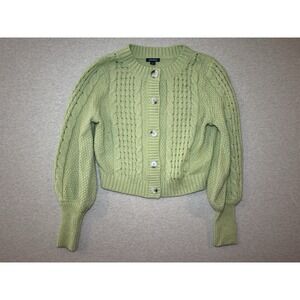 Wild Fable Junior Girls Green Small Button Up‎ Cardigan